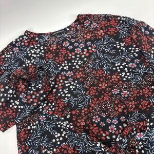 Signature Studio Womens S Floral Print Tie Front Blouse Sheer Romantic Date